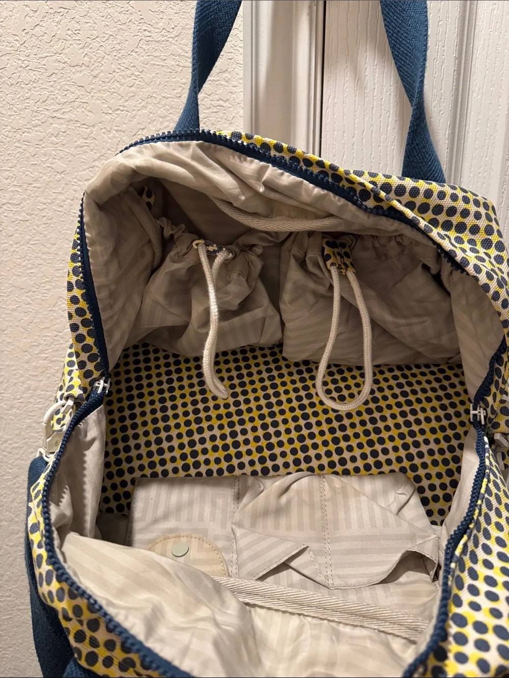 kate spade SATURDAY (2013-15) Yellow & Navy Polka Dot Travel Bag